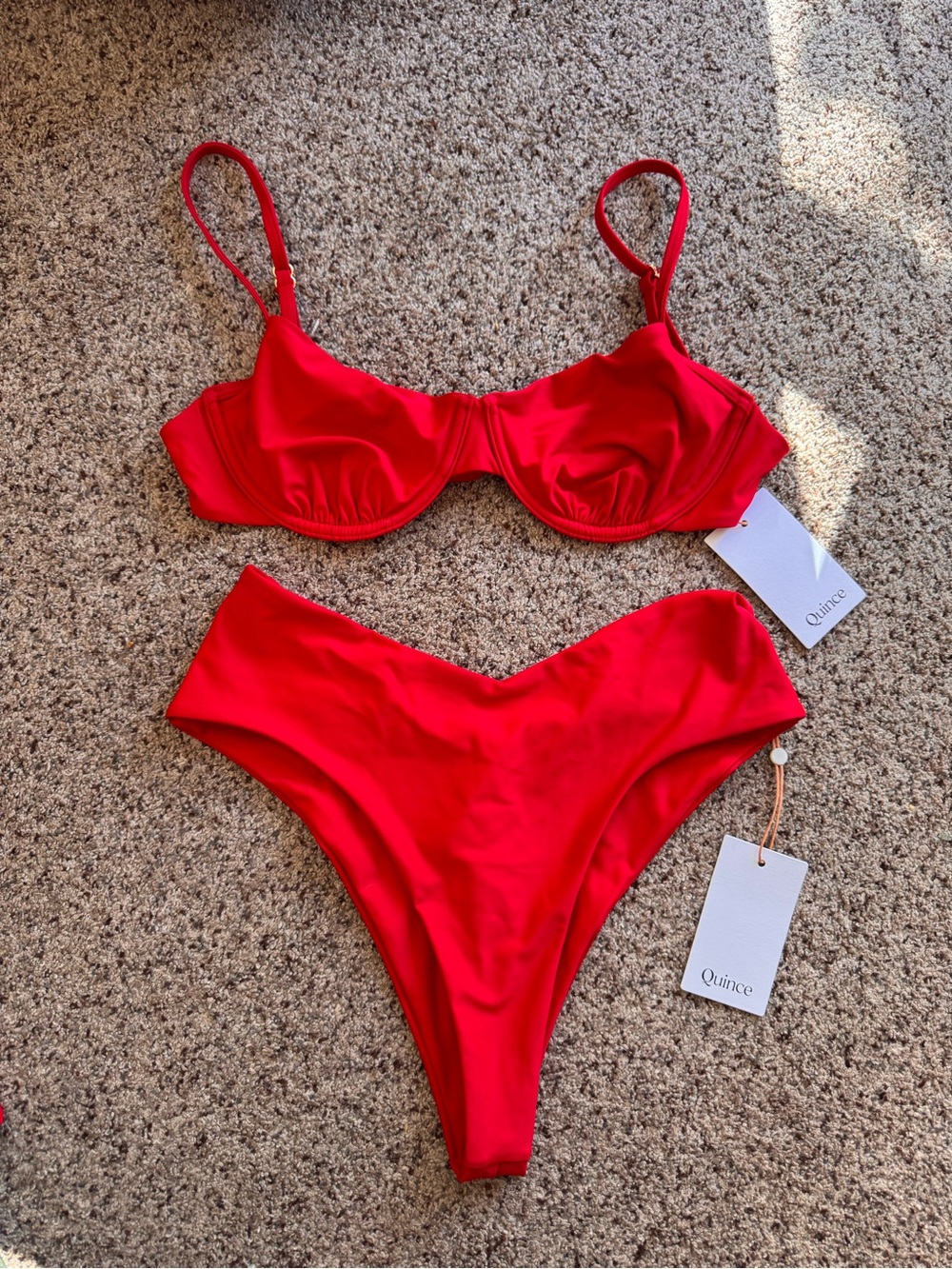 Quince Bright Red Underwire V-Front Bikini Set